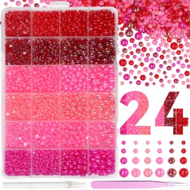 9000Pcs Nail Pearls, Pink Color Half Pearls for Crafts, 3-8mm Flatback Half Round Gold Pearl for Nails, ABS Pink Pearl Beads Gems for Nails Art DIY Crafts Makeup Shoes Clothes Bags DIY Making