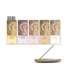 Scent Voyage Incense Set, Small Smoke, 5 Types of Scents with Stylish Incense Holder