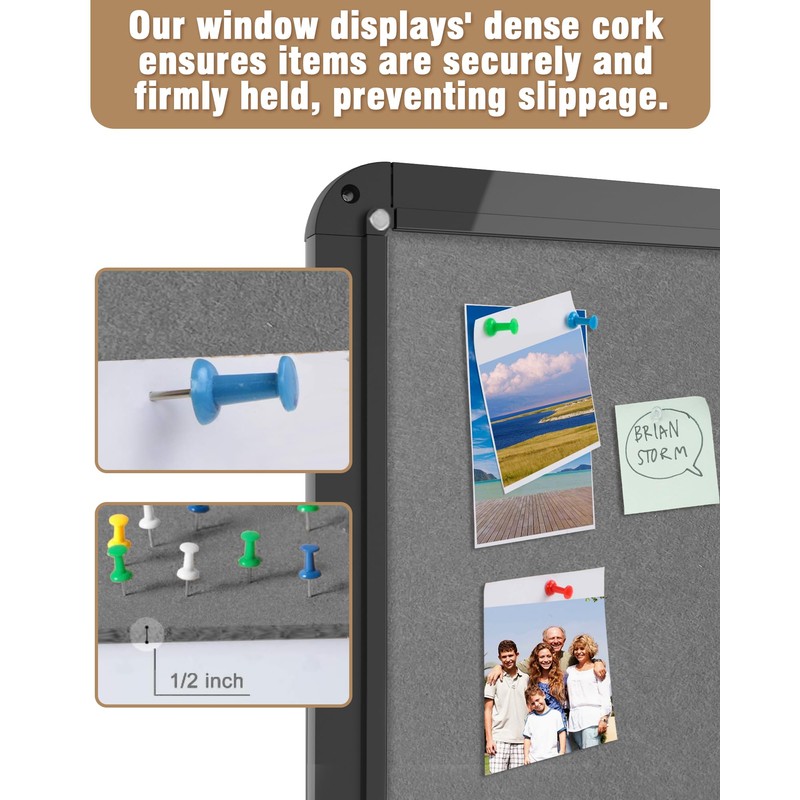 Mifuro 26"x20" Enclosed Bulletin Board, Lockable Weather-Resistant Aluminum Cork Noticeboard