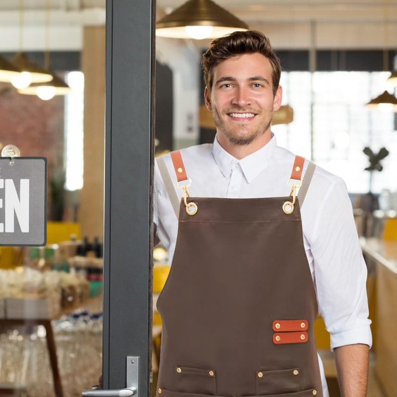 PTJJXA Barbecue Apron for Men Women Waterproof Apron with 4