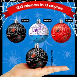 Spider Ball Ornaments 24PCS 2.4in Shatterproof Hanging Decor