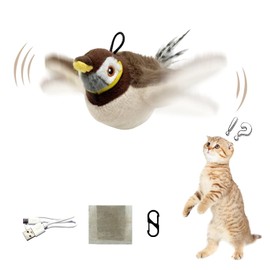 TETOU Flapping Wings Sparrow Cat Toys Flapping Bird Catnip Toys Rechargeable Touch Activated Interactive Toy for Kitten Cat