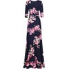 Bon Rosy Women's 3/4 Sleeve Floral Printed Bohemian Maxi Wrap