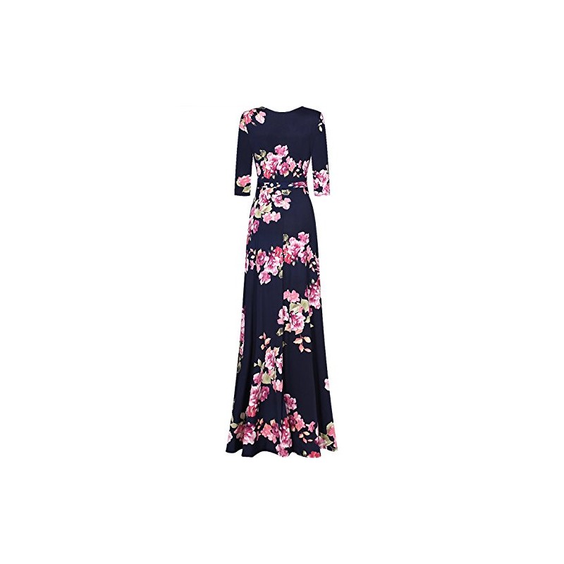 Bon Rosy Women's 3/4 Sleeve Floral Printed Bohemian Maxi Wrap