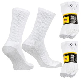 365 Stores 10 Pairs WHITE Mens Work Socks BIGFOOT Winter Warm Cushioned Sole Contrast Reinforced Heel & Toe Size 11-14