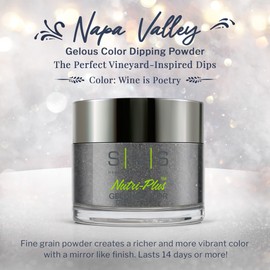 SNS Nail Dip Powder, Gelous Color Dipping Powder - Wine is Poetry (Gray, Shimmer) - Long-Lasting Dip Nail Color Lasts 14 Days - Low-Odor & No UV Lamp Required - 1oz