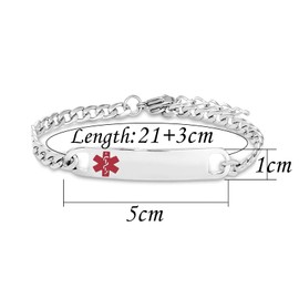 TGLS D.N.R.and Organ Donor Medical Alert Bracelet for Women Men Emergency First Aid Health Alert Engraved Adjustable Stainless Steel Chain Bracelets
