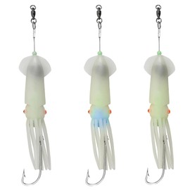 JSHANMEI Saltwater Squid Fishing Lures 6/0 Hooks Squid Jig Deep Drop Light Flasher Offshore Lures All-Conditions Fishing Gear for targeting a wide range of saltwater predators. (3 Mixed)