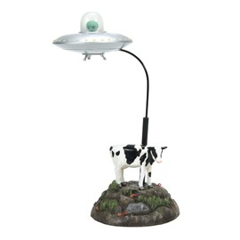 Department 56 Village Collection Accessories - Figura Animada de ovni y Vaca, 9.4 Pulgadas, Multicolor