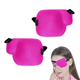 2Pcs Augenklappen, Augenklappen Verstellbar, Augenklappe Medizinisch, Augenpflaster Erwachsene, Einzelne Augenklappe Linke und Rechte, Elastische Seide Augenklappe, Einzelne Augenmaske, Rosa