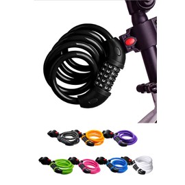 Wire Lock Bicycle Key 5 Digit Dial Key Chain Bracket Seatpost Road Bike Lock Cross Bike Anti-Theft (Green)