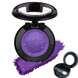 Single Dark Purple Matte Shimmer Eyeshadow,Lavender Violet Bright High Pigment Intense Monochrome Eye Shadow,Comes With Eyeshadow Brush and Mirror,24 Hour Eye Makeup Longwear Waterproof,Blendable