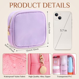 Kacctyen 20 Pcs Mini Clear Makeup Bags Bulk Nylon Cosmetic Bags for Purse PVC Small Clear Square Pouch with Zipper Blank Coin Purses for Women Travel Toiletry Essentials, 10 Colors