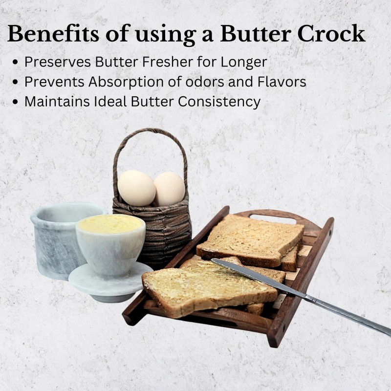 Oceanic Marble Stylish Covered Butter Crock for Kitchen Counter Top