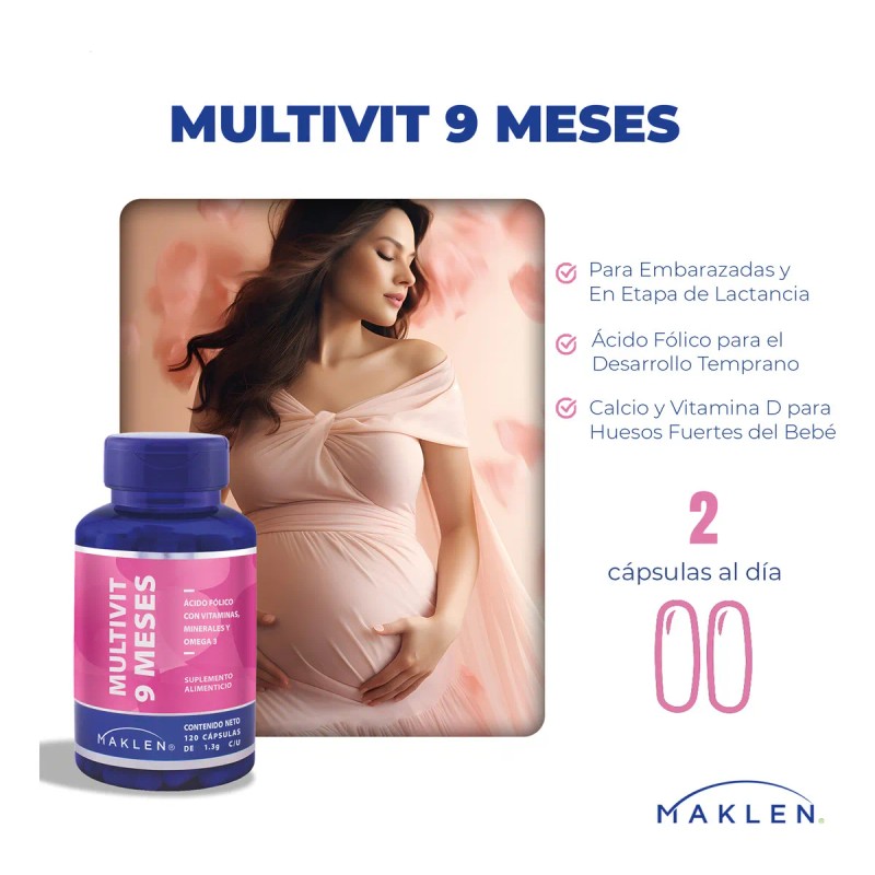 Multivitaminico 9 Meses Embarazadas | 120 Softgels | Maklen Sabor