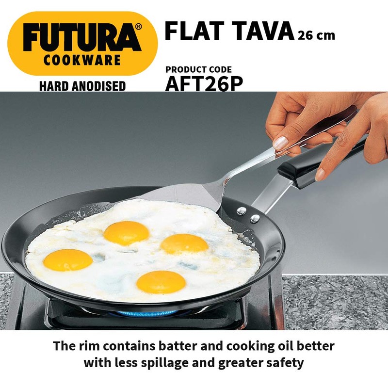 Futura Hard Anodised Flat Tava 26 cm, 4.88 mm with