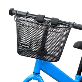 SAMORE Front Bike Basket for Kids Metal Black Bicycle Baskets for Girls & Boys Children Bike Basket with Handle Fits Triycle, Scooter, Balance Bike