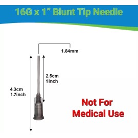 Unbranded Blunt Tip Needles 16G x 1" - Luer Lock - 10 Pack - Dispense Glue, Oil, Ink