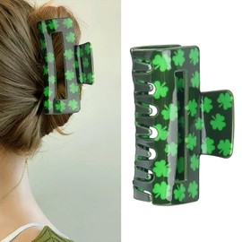 St. Patrick's Day Hair Clip Large Shamrock Hair Claw Clip Clover Rectangle Hair Jaw Strong Hold Nonslip St. Patrick's Day Hair Claws for Thick Hair Irish Hair Accessories for Women