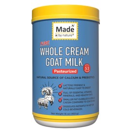 Made by Nature Pure Whole Cream Goat Milk Powder - 16 oz - Lactose Friendly, Easy Digestion, Calcium, Prebiotics, Essential Nutrients, healthy instant creamer, baking, 53 servings