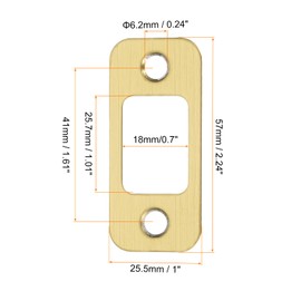 sourcing map 4 Sets Door Strike Plate, 57mm x 25.5mm Stainless Steel Latch Deadbolt Replacement Lock Strike Plate for Door Frame Door Jamb Reinforcement, Fillet Angle, Gold