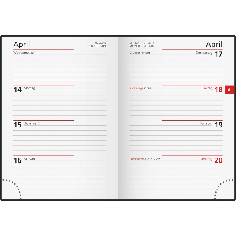 rido/idé Pocket Calendar Mod. perfect/Technik I 2026 | A6, Plastic,