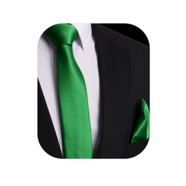 trilece Emerald Green Ties for Men - Mens Solid Color Formal Necktie and Pocket Square Set for Wedding St Patricks Day Christmas