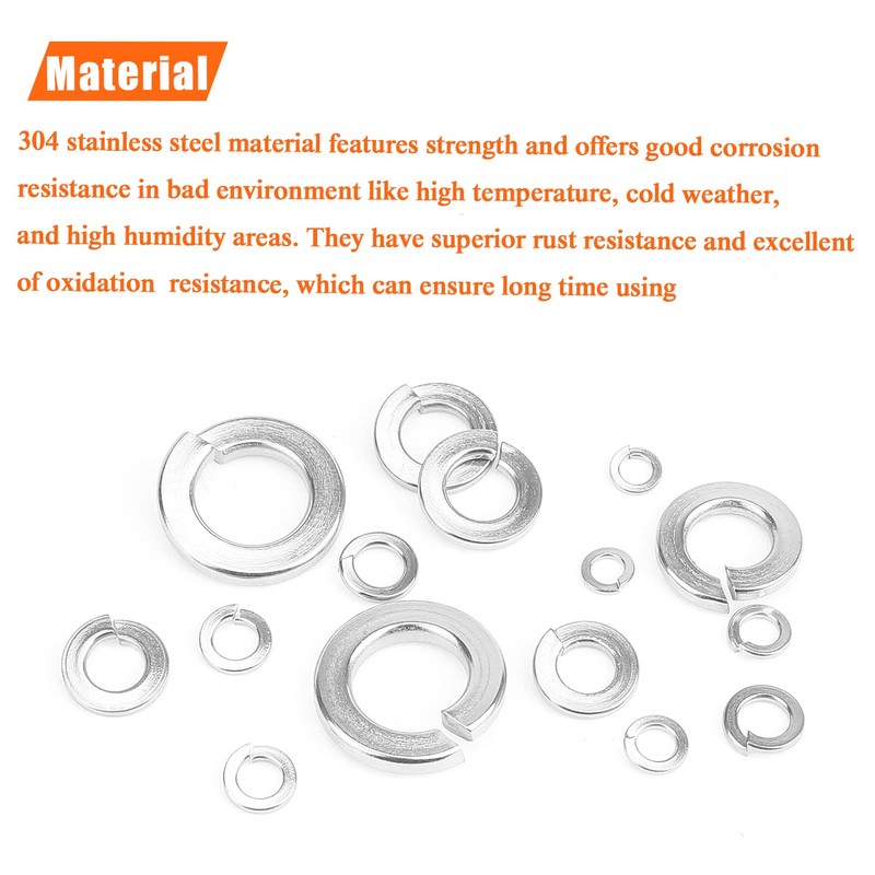 HELIFOUNER 100 Pieces 8# Stainless Steel Split Lock Washers, Spring