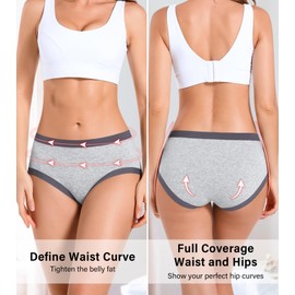 ASIMOON Womens Cotton Underwear High Waisted Full Coverage Panties Soft Breathable Ladies Briefs