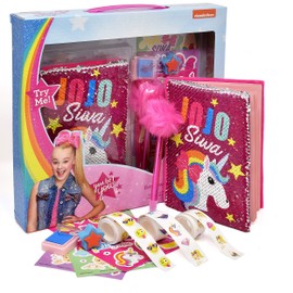 Jojo Siwa Reversible Sequin Unicorn Notebook Journal Set, Diary, Pen and Stickers Included, Coloring Activity Book for Drawing and Writing Kit for Girls and Kids