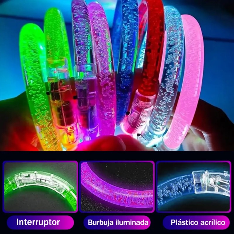 50 Pulseras Neon Luminosas Led Para Fiestas Glow Fiesta Boda