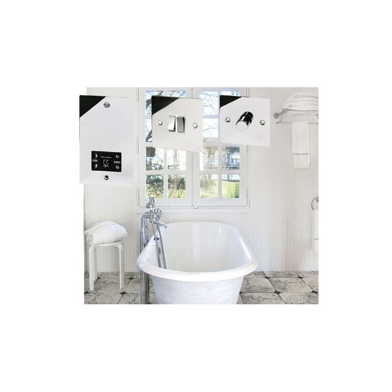 Wall Socket Double / 2 Gang - Polished Chrome Flat