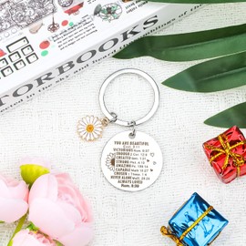 SHTALHST Sunflower Keychain,Christian Keychain with Uplifting Bible Verses,Religious Gift Birthday Gift for Women Christian, Silver