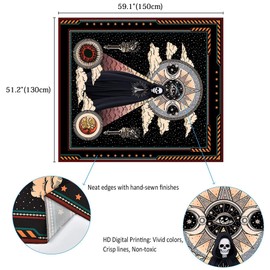 Aroncent Wall Hangings Tapestry Wall Towel Warlock Skull Tarot Star Moon Sun Pattern