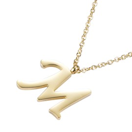 Morella Ladies' Necklace with Letter Pendant, Stainless Steel Gold, in Gift Bag., Stainless Steel