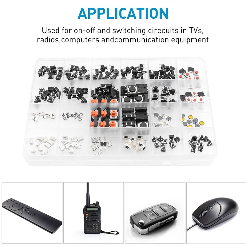 QTEATAK 240 Pcs 24 Value Micro Momentary Tactile Push Button