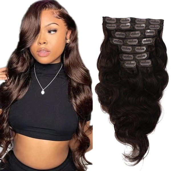 Jreitsere Clip-In Hair Extensions, Real Human Hair, 22 Inches, #2