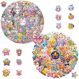 150PCS Colorful Cute Cartoon Stickers - Kawaii Animal and Star Vinyl Decals for Water Bottles, Laptops, Journals, Scrapbooking, DIY Crafts - Funny and Waterproof Designs for Kids, Teens