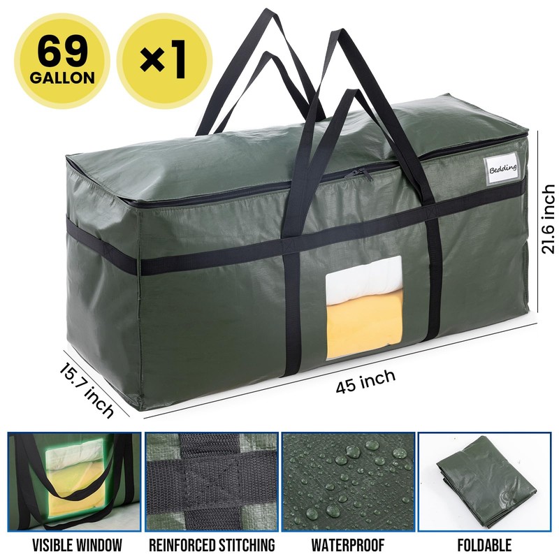 TAILI 69 Gallon Extra Large Storage Bags, XXL Green Heavy