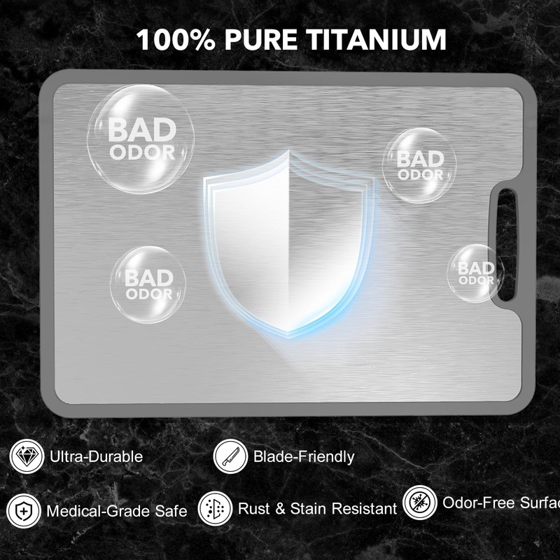 Laokiiy Titanium Cutting Boards For Kitchen, 100% Pure Cut Titanium