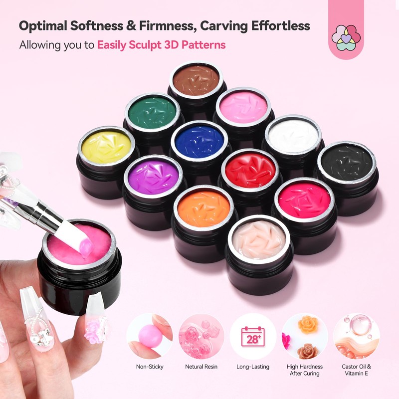 SAVILAND SSPro X 3D Nail Gel Kit 12 Colors: Easily