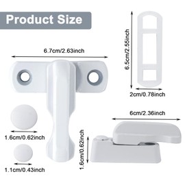 GWAWG 2PCS White Window Locks with 4Screws, Zinc Cast Alloy Sash Jammer Flush Lock Blocker, Home Security for Various PVC/UPVC Doors Windows