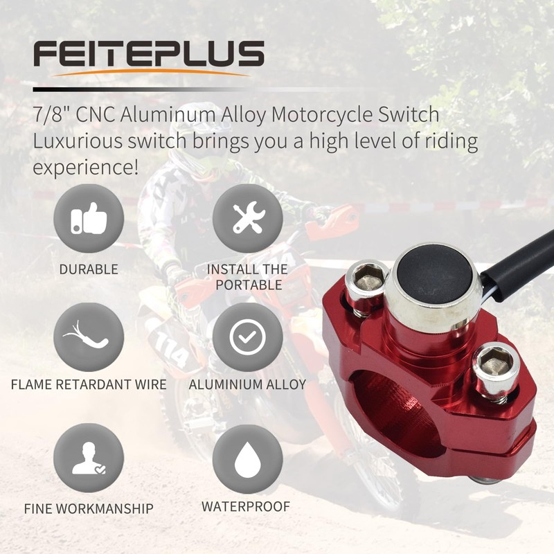 CNC Aluminum 7/8" Motorcycle Handlebar Control Horn Start Switch Button