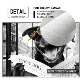 BAVEQAS Bathroom Decor Wall Art Dog Sitting In Toilet Reading Newspaper Wall Art Black And White Canvas Prints Funny Animal Picture Kids Bathroom Decor Framed Home Decor 16X24 Inch