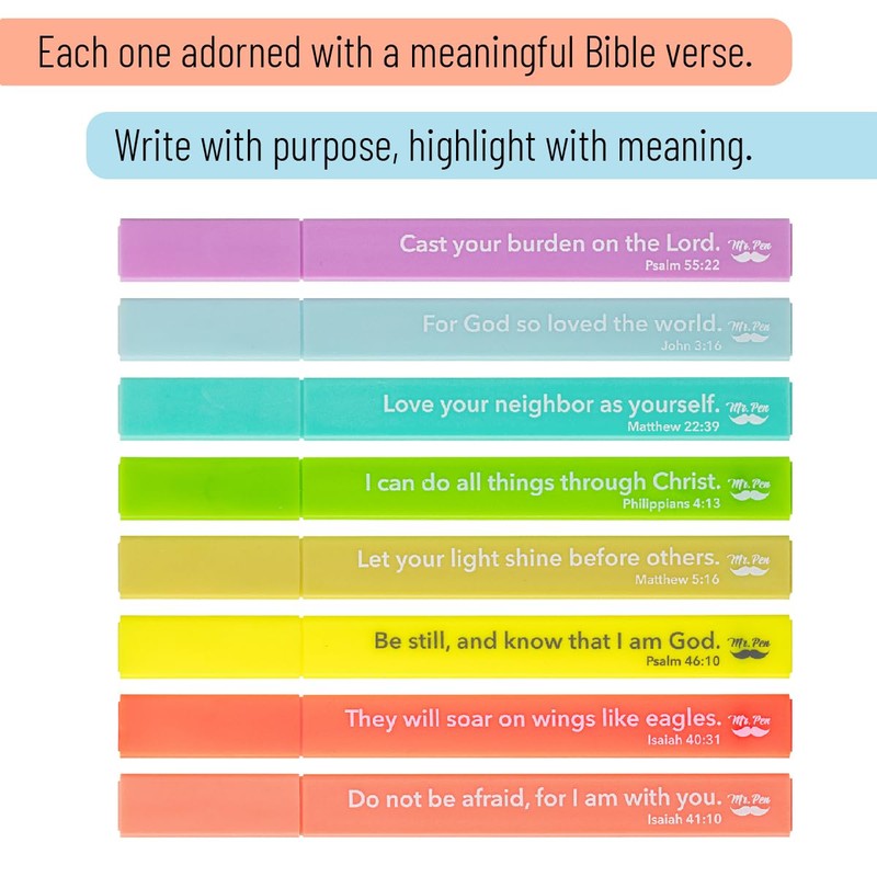 Mr. Pen- Bible Highlighters with Bible Verses, 8 Pack, Tropical