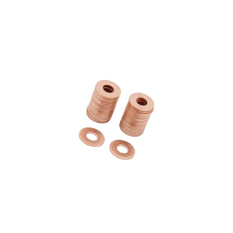 INFINAUTO 40pcs 6mm Inner Dia Copper Washers Flat Sealing Gaskets