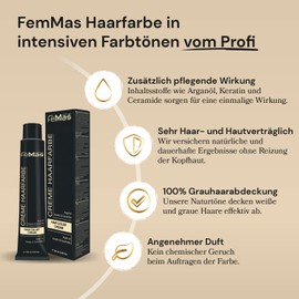 FemMas Hair Colour, Professional Cream Hair Colour with Argan Oil, Keratin & Ceramides, as Permanent Hair Colouring or Tint for Radiant, Durable Colour Results, Pure & Mix Blue, 100 ml