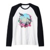 Beautiful vintage design of blue birds and flowers Raglan Baseball