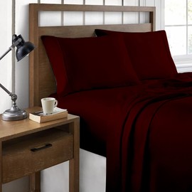 400 Thread Count California King Size Sheet Set 100% Egypt Cotton 400 Thread-Count Hotel Quality Sateen Finish 30" Extra Deep Pockets Cotton Bed Sheets Silky & Soft Egyptian Sheet - Wine