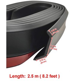 Front Bumper Spoiler Lip 8.2ft/250cm Length Universal 2.5m Rubber Side Skirt Protector Cover, Car Front Bumper Guard Strip Air Dam Black